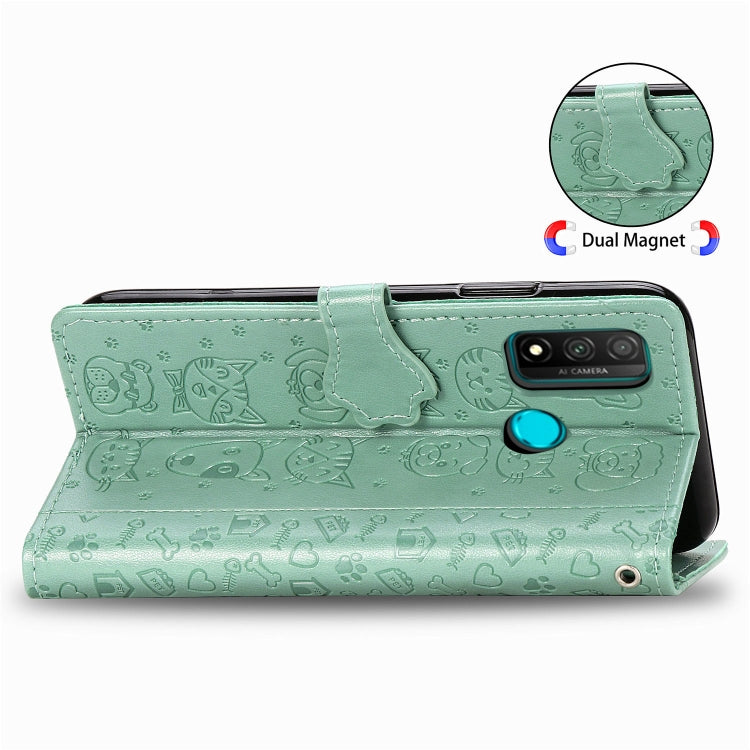 Lovely Cat and Dog Embossing Pattern Horizontal Flip Leather Case , with Holder & Card Slots & Wallet & Cartoon Clasp & Lanyard, For Huawei P Smart 2020, For Xiaomi Mi 10 Lite 5G, For Xiaomi Redmi 10X & Note 9