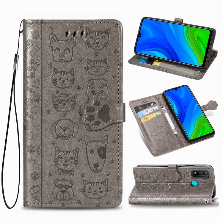 Lovely Cat and Dog Embossing Pattern Horizontal Flip Leather Case , with Holder & Card Slots & Wallet & Cartoon Clasp & Lanyard, For Huawei P Smart 2020, For Xiaomi Mi 10 Lite 5G, For Xiaomi Redmi 10X & Note 9