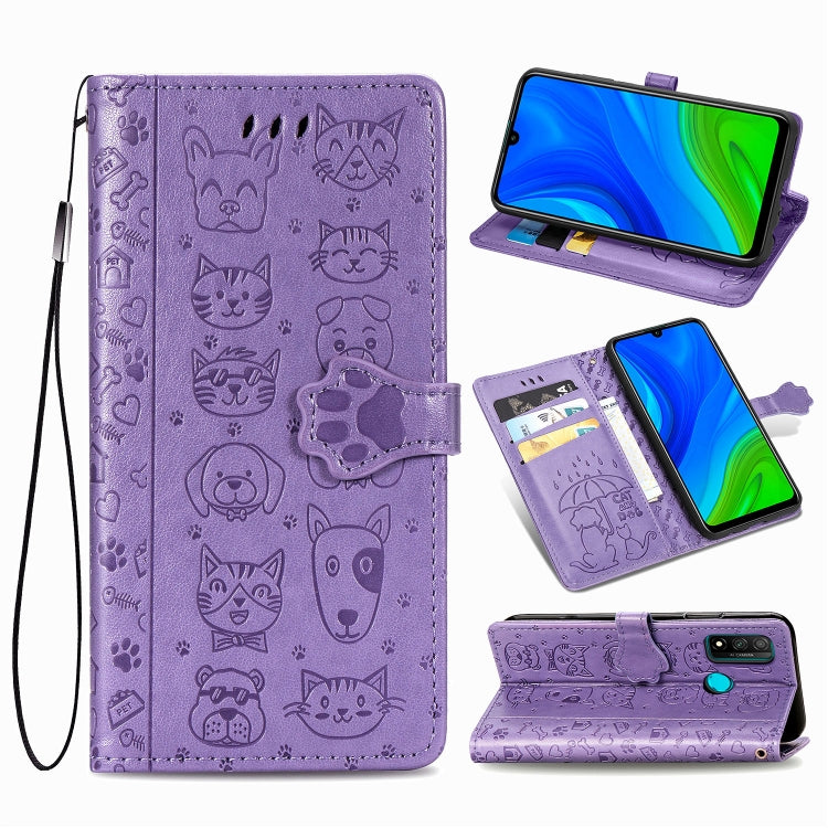 Lovely Cat and Dog Embossing Pattern Horizontal Flip Leather Case , with Holder & Card Slots & Wallet & Cartoon Clasp & Lanyard, For Huawei P Smart 2020, For Xiaomi Mi 10 Lite 5G, For Xiaomi Redmi 10X & Note 9