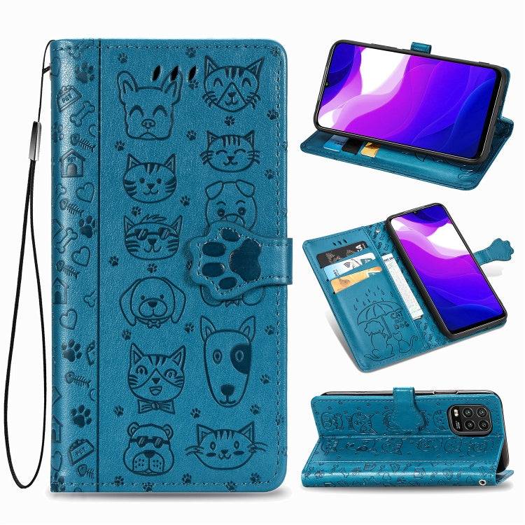 Lovely Cat and Dog Embossing Pattern Horizontal Flip Leather Case , with Holder & Card Slots & Wallet & Cartoon Clasp & Lanyard, For Huawei P Smart 2020, For Xiaomi Mi 10 Lite 5G, For Xiaomi Redmi 10X & Note 9