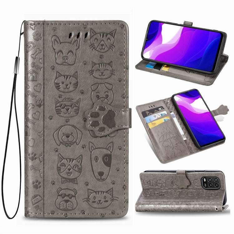 Lovely Cat and Dog Embossing Pattern Horizontal Flip Leather Case , with Holder & Card Slots & Wallet & Cartoon Clasp & Lanyard, For Huawei P Smart 2020, For Xiaomi Mi 10 Lite 5G, For Xiaomi Redmi 10X & Note 9