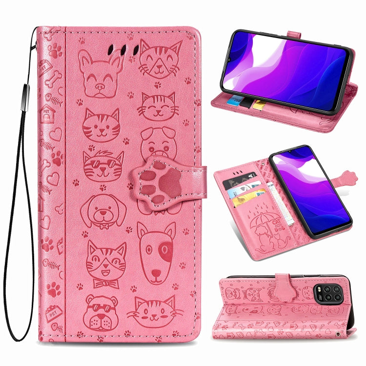 Lovely Cat and Dog Embossing Pattern Horizontal Flip Leather Case , with Holder & Card Slots & Wallet & Cartoon Clasp & Lanyard, For Huawei P Smart 2020, For Xiaomi Mi 10 Lite 5G, For Xiaomi Redmi 10X & Note 9