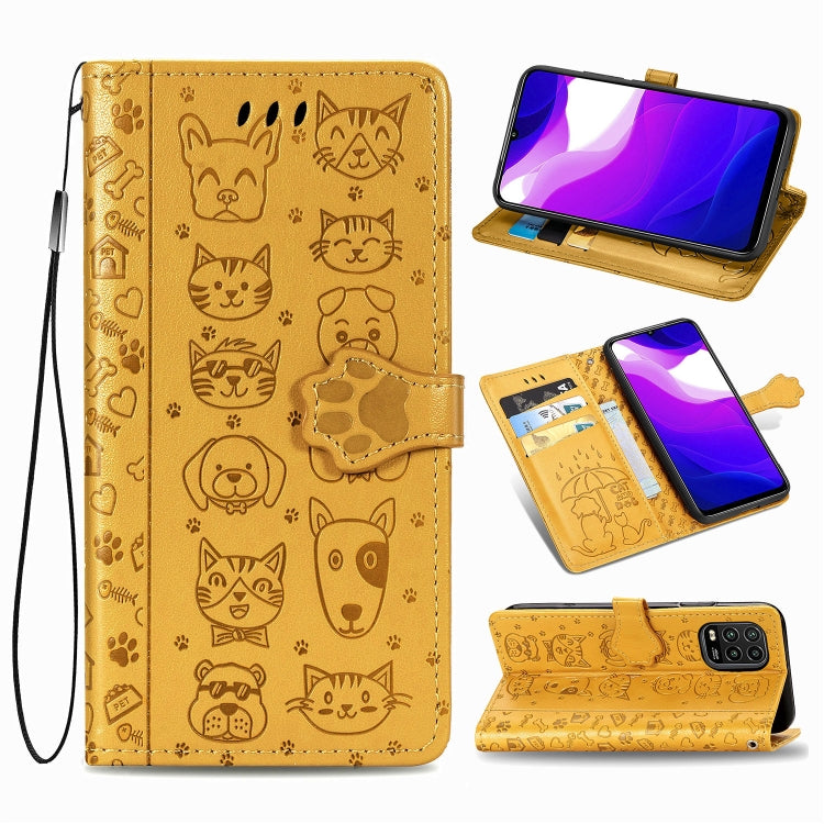 Lovely Cat and Dog Embossing Pattern Horizontal Flip Leather Case , with Holder & Card Slots & Wallet & Cartoon Clasp & Lanyard, For Huawei P Smart 2020, For Xiaomi Mi 10 Lite 5G, For Xiaomi Redmi 10X & Note 9