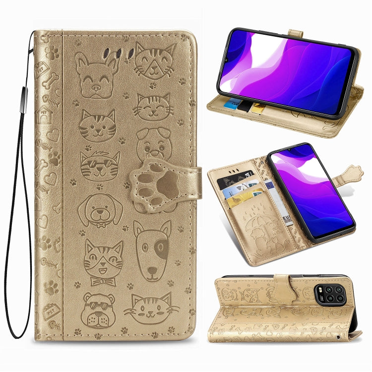 Lovely Cat and Dog Embossing Pattern Horizontal Flip Leather Case , with Holder & Card Slots & Wallet & Cartoon Clasp & Lanyard, For Huawei P Smart 2020, For Xiaomi Mi 10 Lite 5G, For Xiaomi Redmi 10X & Note 9