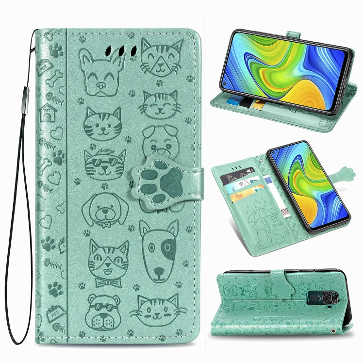Lovely Cat and Dog Embossing Pattern Horizontal Flip Leather Case , with Holder & Card Slots & Wallet & Cartoon Clasp & Lanyard, For Huawei P Smart 2020, For Xiaomi Mi 10 Lite 5G, For Xiaomi Redmi 10X & Note 9