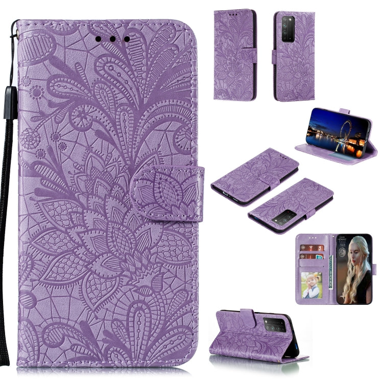 Lace Flower Embossing Pattern Horizontal Flip Leather Case , with Holder & Card Slots & Wallet & Photo Frame & Lanyard, For Huawei P Smart 2020, For Huawei Y5P / Honor 9S, For Huawei Y6P, For Huawei Y7P / P40 Lite, For Huawei Honor X10                 ...