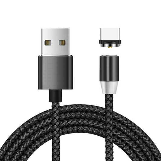 USB to USB-C / Type-C Magnetic Metal Connector Nylon Two-color Braided Magnetic Charging Cable, Cable Length: 1m, USB-C / Type-C