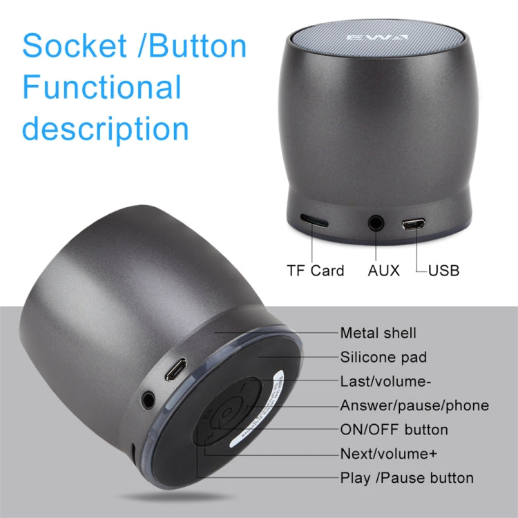 EWA A150 Portable Mini Bluetooth Speaker Wireless Hifi Stereo Strong Bass Music Boom Box Metal Subwoofer, Support TF Card & 3.5mm AUX