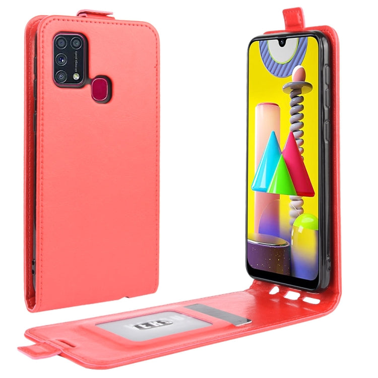 For Samsung Galaxy M31 R64 Texture Single Vertical Flip Leather Protective Case with Card Slots & Photo Frame, For Galaxy M31