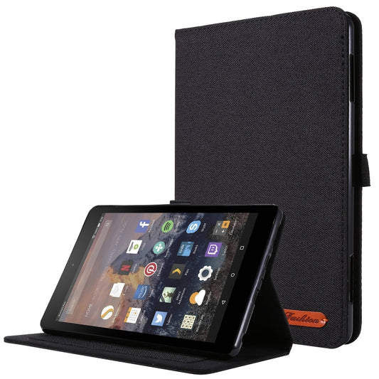 Horizontal Flip TPU + Fabric PU Leather Protective Case with Card Slots & Holder, For Amazon Fire HD 8 (2020)