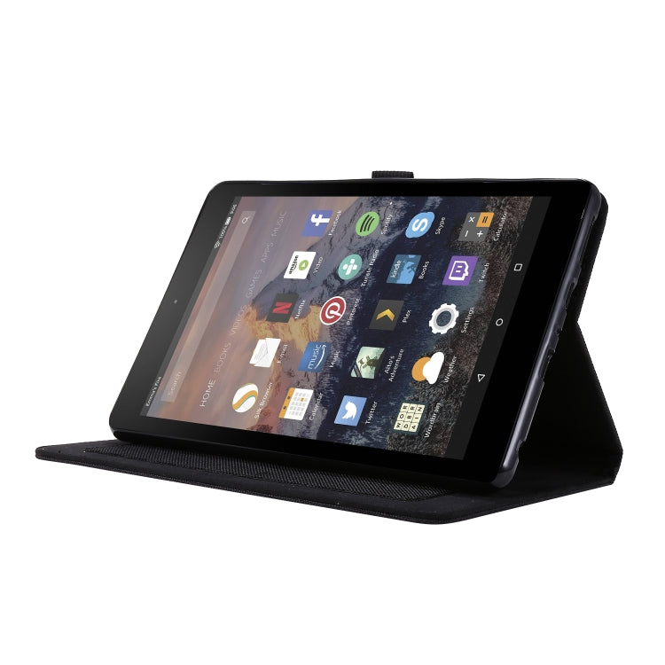 Horizontal Flip TPU + Fabric PU Leather Protective Case with Card Slots & Holder, For Amazon Fire HD 8 (2020)