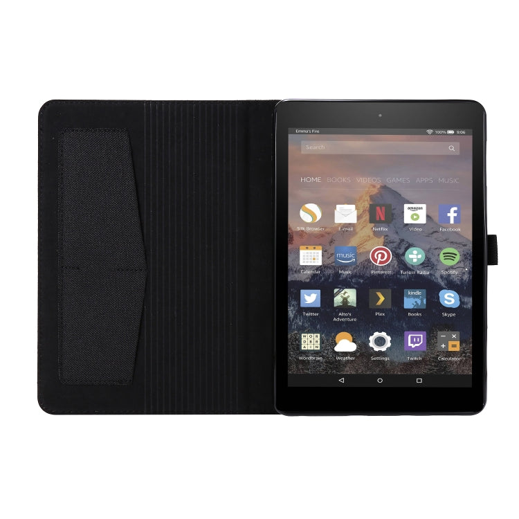 Horizontal Flip TPU + Fabric PU Leather Protective Case with Card Slots & Holder, For Amazon Fire HD 8 (2020)