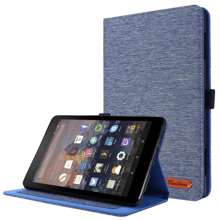 Horizontal Flip TPU + Fabric PU Leather Protective Case with Card Slots & Holder, For Amazon Fire HD 8 (2020)