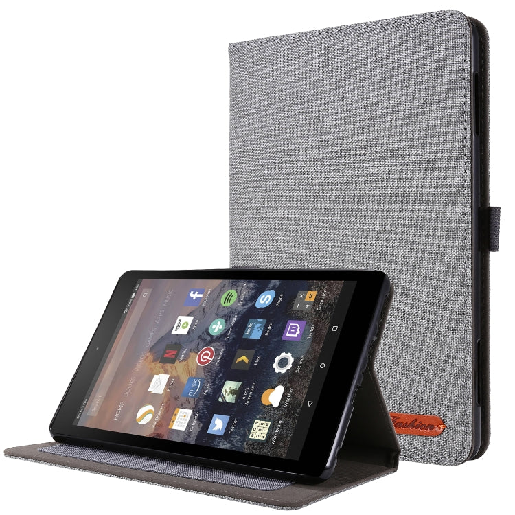 Horizontal Flip TPU + Fabric PU Leather Protective Case with Card Slots & Holder, For Amazon Fire HD 8 (2020)