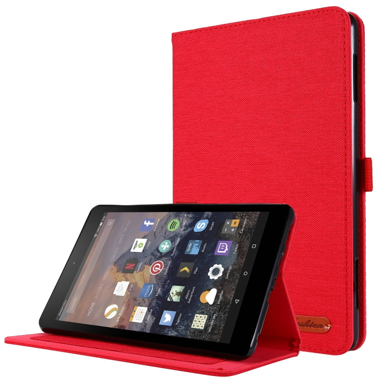 Horizontal Flip TPU + Fabric PU Leather Protective Case with Card Slots & Holder, For Amazon Fire HD 8 (2020)