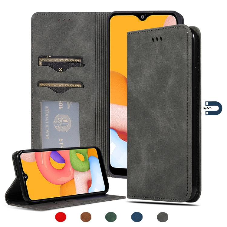 Retro Skin Feel Business Magnetic Horizontal Flip Leather Case, For Samsung Galaxy A01 (EU), For Samsung Galaxy A11 (US), For Samsung Galaxy A21  (EU), For Samsung Galaxy A31, For Samsung Galaxy A41 (EU), For Samsung Galaxy A51 5G                      ...