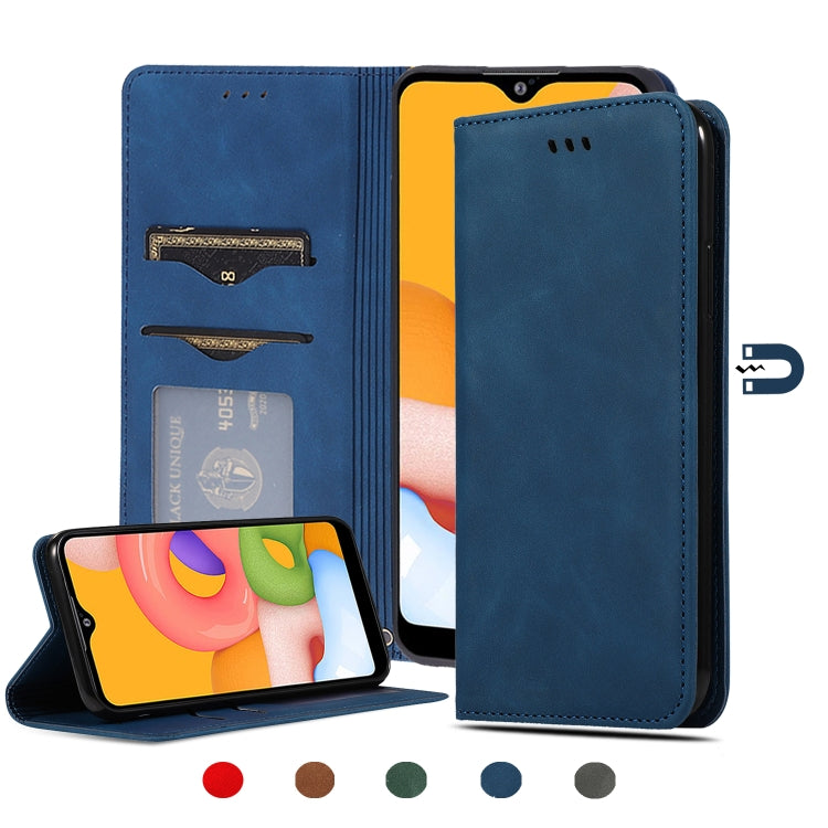 Retro Skin Feel Business Magnetic Horizontal Flip Leather Case, For Samsung Galaxy A01 (EU), For Samsung Galaxy A11 (US), For Samsung Galaxy A21  (EU), For Samsung Galaxy A31, For Samsung Galaxy A41 (EU), For Samsung Galaxy A51 5G                      ...