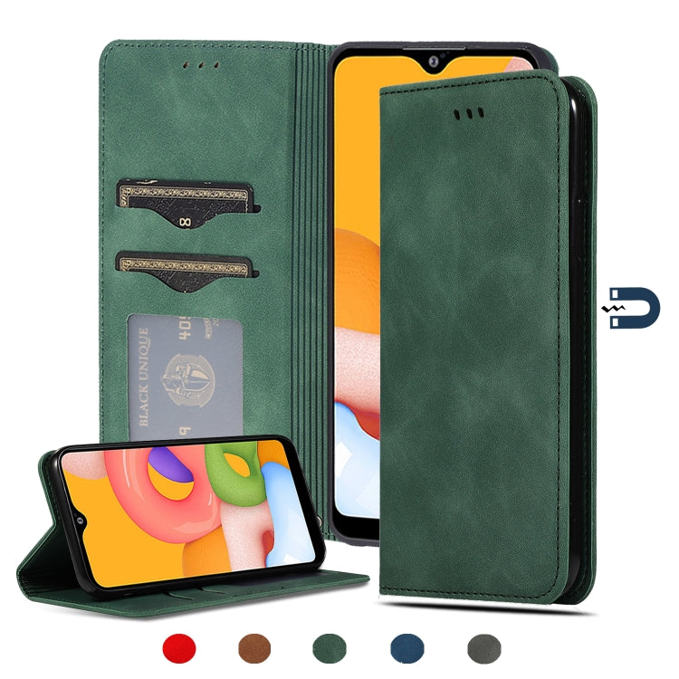 Retro Skin Feel Business Magnetic Horizontal Flip Leather Case, For Samsung Galaxy A01 (EU), For Samsung Galaxy A11 (US), For Samsung Galaxy A21  (EU), For Samsung Galaxy A31, For Samsung Galaxy A41 (EU), For Samsung Galaxy A51 5G                      ...