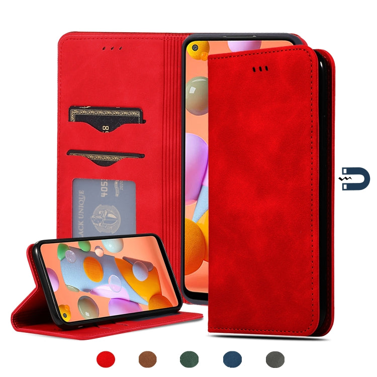 Retro Skin Feel Business Magnetic Horizontal Flip Leather Case, For Samsung Galaxy A01 (EU), For Samsung Galaxy A11 (US), For Samsung Galaxy A21  (EU), For Samsung Galaxy A31, For Samsung Galaxy A41 (EU), For Samsung Galaxy A51 5G                      ...