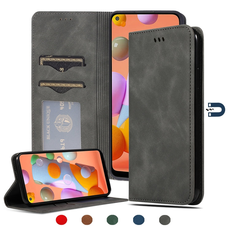 Retro Skin Feel Business Magnetic Horizontal Flip Leather Case, For Samsung Galaxy A01 (EU), For Samsung Galaxy A11 (US), For Samsung Galaxy A21  (EU), For Samsung Galaxy A31, For Samsung Galaxy A41 (EU), For Samsung Galaxy A51 5G                      ...