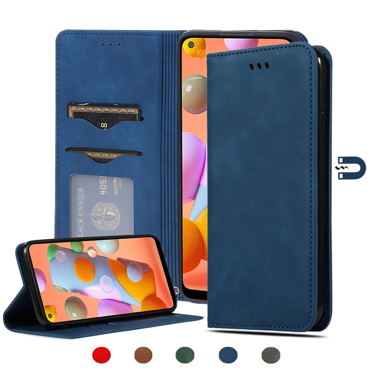 Retro Skin Feel Business Magnetic Horizontal Flip Leather Case, For Samsung Galaxy A01 (EU), For Samsung Galaxy A11 (US), For Samsung Galaxy A21  (EU), For Samsung Galaxy A31, For Samsung Galaxy A41 (EU), For Samsung Galaxy A51 5G                      ...