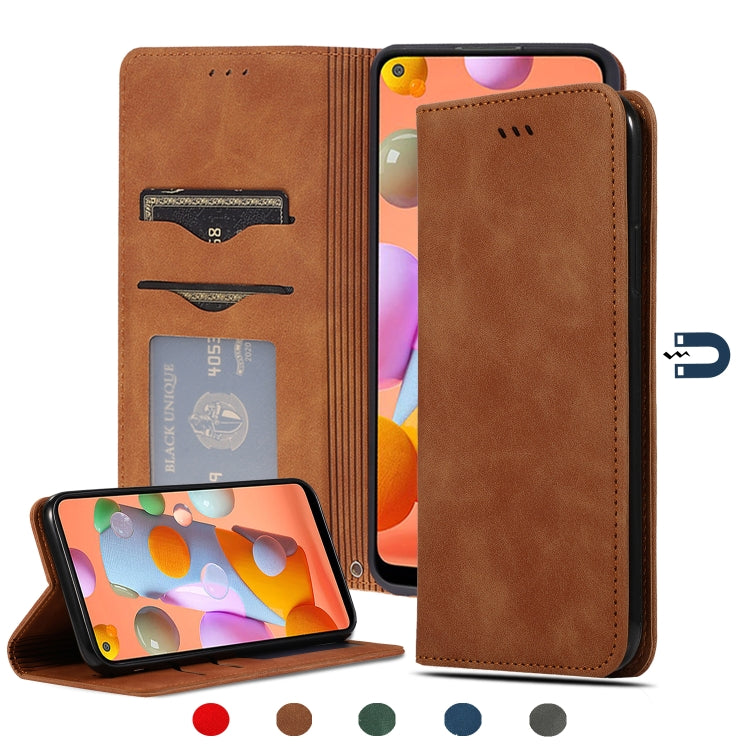 Retro Skin Feel Business Magnetic Horizontal Flip Leather Case, For Samsung Galaxy A01 (EU), For Samsung Galaxy A11 (US), For Samsung Galaxy A21  (EU), For Samsung Galaxy A31, For Samsung Galaxy A41 (EU), For Samsung Galaxy A51 5G                      ...