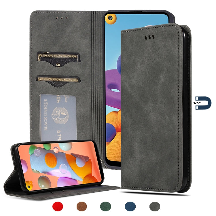 Retro Skin Feel Business Magnetic Horizontal Flip Leather Case, For Samsung Galaxy A01 (EU), For Samsung Galaxy A11 (US), For Samsung Galaxy A21  (EU), For Samsung Galaxy A31, For Samsung Galaxy A41 (EU), For Samsung Galaxy A51 5G                      ...