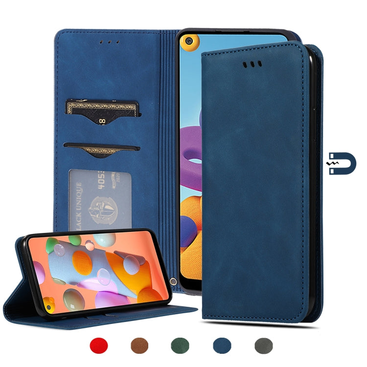 Retro Skin Feel Business Magnetic Horizontal Flip Leather Case, For Samsung Galaxy A01 (EU), For Samsung Galaxy A11 (US), For Samsung Galaxy A21  (EU), For Samsung Galaxy A31, For Samsung Galaxy A41 (EU), For Samsung Galaxy A51 5G                      ...