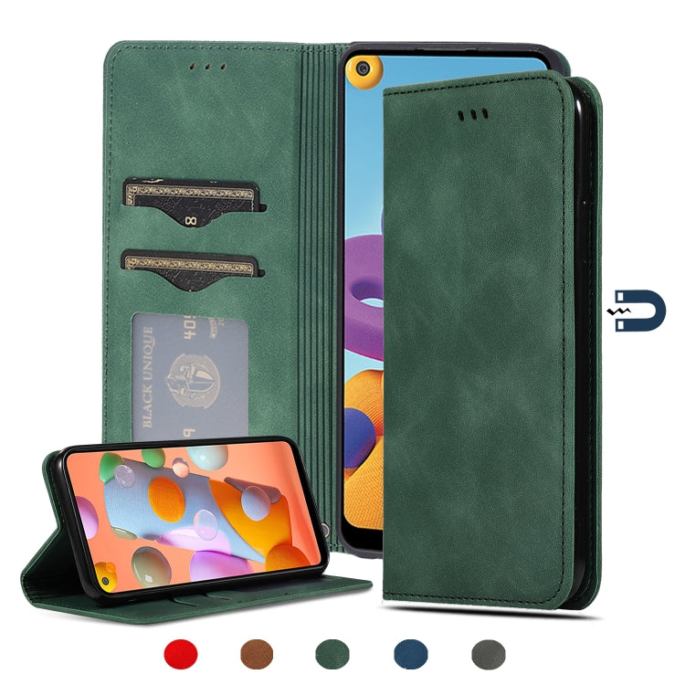 Retro Skin Feel Business Magnetic Horizontal Flip Leather Case, For Samsung Galaxy A01 (EU), For Samsung Galaxy A11 (US), For Samsung Galaxy A21  (EU), For Samsung Galaxy A31, For Samsung Galaxy A41 (EU), For Samsung Galaxy A51 5G                      ...
