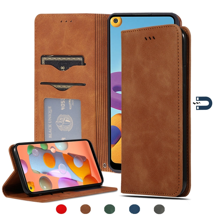 Retro Skin Feel Business Magnetic Horizontal Flip Leather Case, For Samsung Galaxy A01 (EU), For Samsung Galaxy A11 (US), For Samsung Galaxy A21  (EU), For Samsung Galaxy A31, For Samsung Galaxy A41 (EU), For Samsung Galaxy A51 5G                      ...
