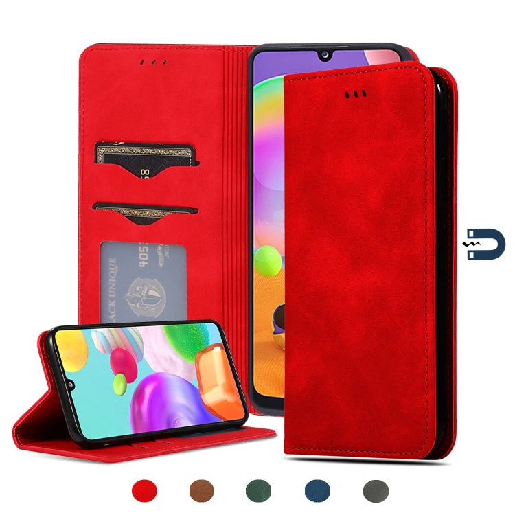 Retro Skin Feel Business Magnetic Horizontal Flip Leather Case, For Samsung Galaxy A01 (EU), For Samsung Galaxy A11 (US), For Samsung Galaxy A21  (EU), For Samsung Galaxy A31, For Samsung Galaxy A41 (EU), For Samsung Galaxy A51 5G                      ...
