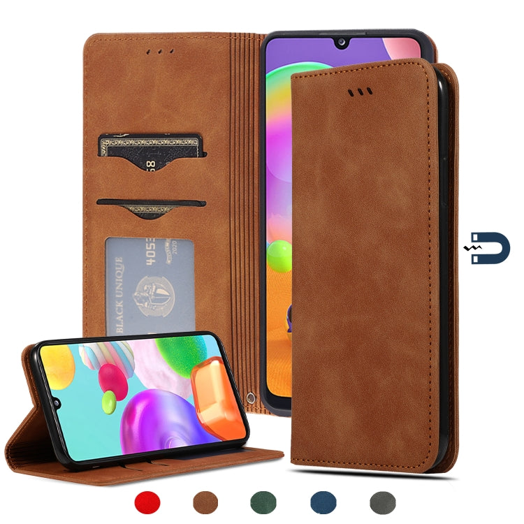 Retro Skin Feel Business Magnetic Horizontal Flip Leather Case, For Samsung Galaxy A01 (EU), For Samsung Galaxy A11 (US), For Samsung Galaxy A21  (EU), For Samsung Galaxy A31, For Samsung Galaxy A41 (EU), For Samsung Galaxy A51 5G                      ...