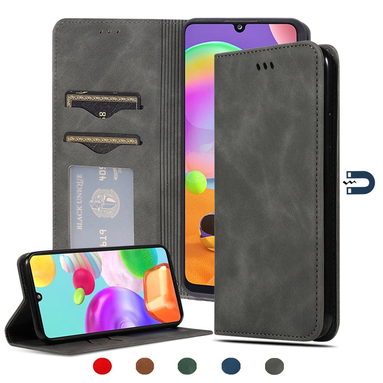 Retro Skin Feel Business Magnetic Horizontal Flip Leather Case, For Samsung Galaxy A01 (EU), For Samsung Galaxy A11 (US), For Samsung Galaxy A21  (EU), For Samsung Galaxy A31, For Samsung Galaxy A41 (EU), For Samsung Galaxy A51 5G                      ...