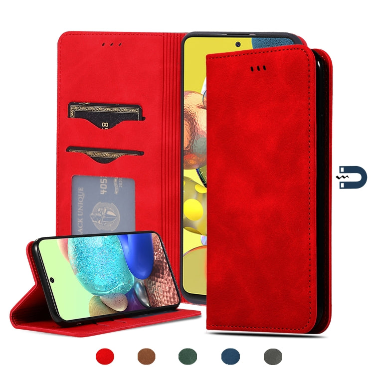 Retro Skin Feel Business Magnetic Horizontal Flip Leather Case, For Samsung Galaxy A01 (EU), For Samsung Galaxy A11 (US), For Samsung Galaxy A21  (EU), For Samsung Galaxy A31, For Samsung Galaxy A41 (EU), For Samsung Galaxy A51 5G                      ...