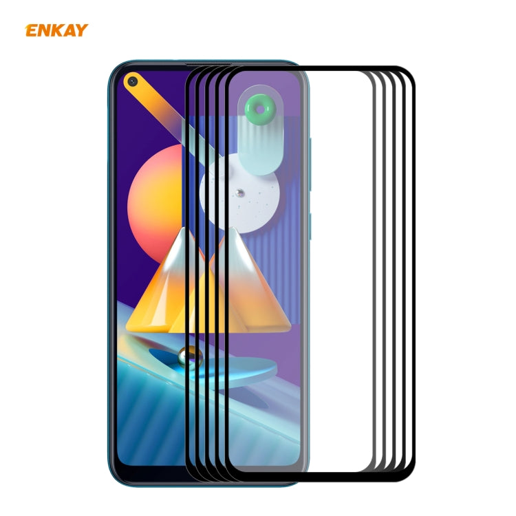 5 PCS ENKAY Hat-Prince Full Glue 0.26mm 9H 2.5D Tempered Glass Full Coverage Film, For Galaxy A01 5 PCS, For Samsung Galaxy A31, For Samsung Galaxy A41, For Samsung Galaxy M31 / M21, For Galaxy A11 / M11 5 PCS, For Galaxy A21s 5pcs