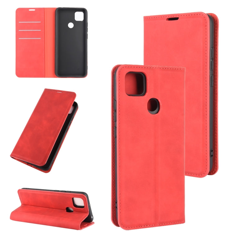 For Xiaomi Redmi 9C Retro-skin Business Magnetic Suction Leather Case with Holder & Card Slots & Wallet, For Redmi 9C