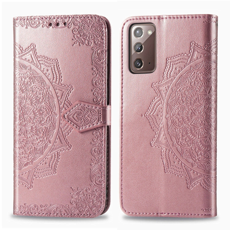 Mandala Flower Embossed Horizontal Flip Leather Case with Bracket / Card Slot / Wallet / Lanyard, For Galaxy Note20, For Galaxy Note20 Ultra