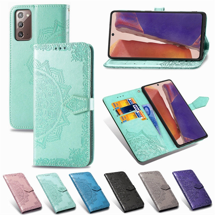 Mandala Flower Embossed Horizontal Flip Leather Case with Bracket / Card Slot / Wallet / Lanyard, For Galaxy Note20, For Galaxy Note20 Ultra