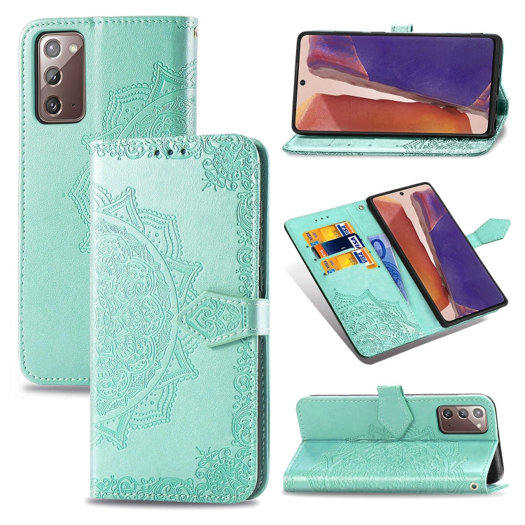 Mandala Flower Embossed Horizontal Flip Leather Case with Bracket / Card Slot / Wallet / Lanyard, For Galaxy Note20, For Galaxy Note20 Ultra