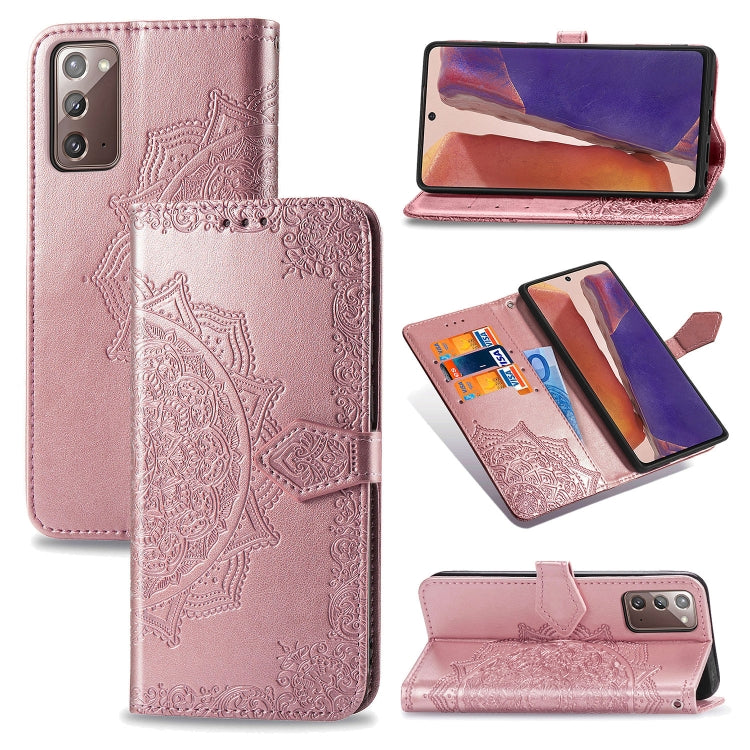 Mandala Flower Embossed Horizontal Flip Leather Case with Bracket / Card Slot / Wallet / Lanyard, For Galaxy Note20, For Galaxy Note20 Ultra