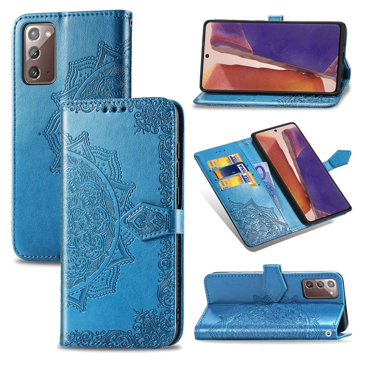 Mandala Flower Embossed Horizontal Flip Leather Case with Bracket / Card Slot / Wallet / Lanyard, For Galaxy Note20, For Galaxy Note20 Ultra