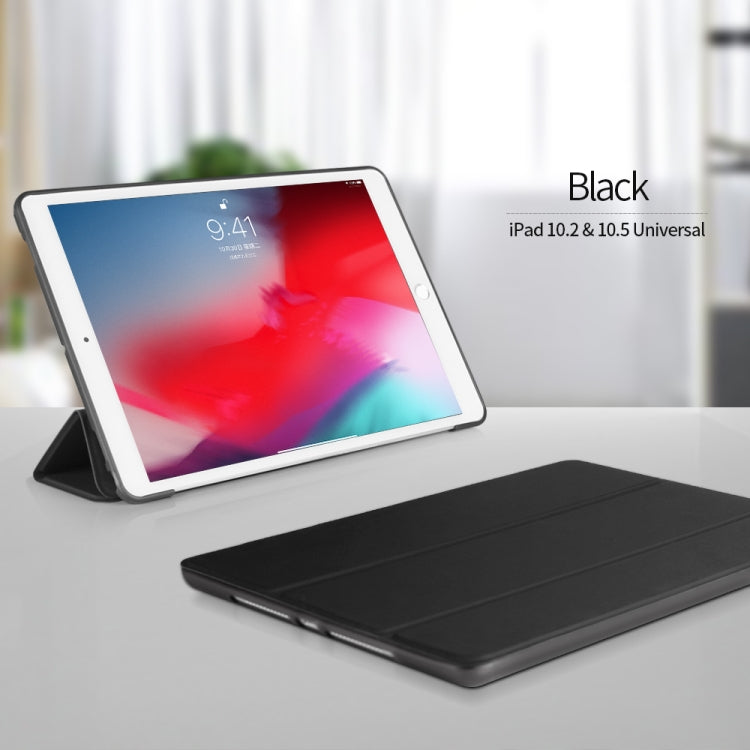 For iPad 10.2 inch 2019 / iPad Pro 10.5 inch Three-folding Surface PU Leather TPU Matte Soft Bottom Case with Holder & Sleep / Wake-up Function, Black, Rose Gold, Navy Blue, Gold, Sky blue, Red, Mint Green