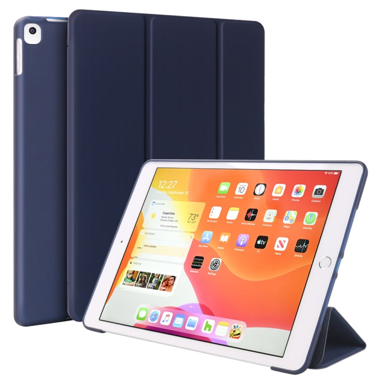 For iPad 10.2 inch 2019 / iPad Pro 10.5 inch Three-folding Surface PU Leather TPU Matte Soft Bottom Case with Holder & Sleep / Wake-up Function, Black, Rose Gold, Navy Blue, Gold, Sky blue, Red, Mint Green