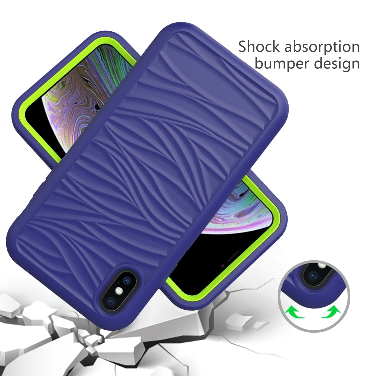 For iPhone XS Max Wave Pattern 3 in 1 Silicone+PC Shockproof Protective Case