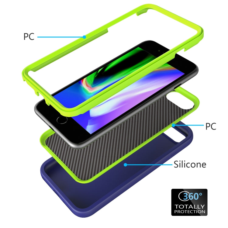For iPhone SE（2020） Wave Pattern 3 in 1 Silicone+PC Shockproof Protective Case