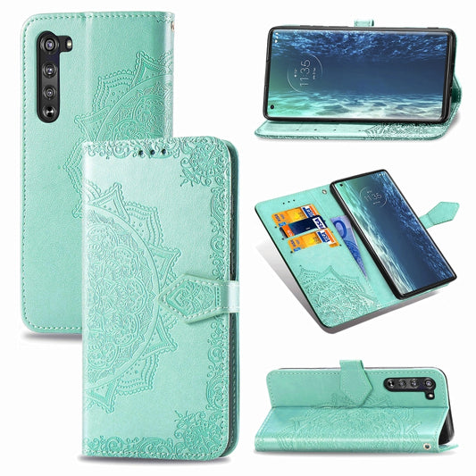 Mandala Flower Embossed Horizontal Flip Leather Case with Bracket / Card Slot / Wallet / Lanyard, For Motorola One Fusion Plus, For Motorola Edge