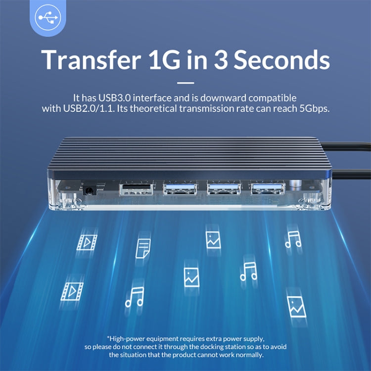 ORICO 6 in 1 Type-C Transparent HUB, WB-6TS