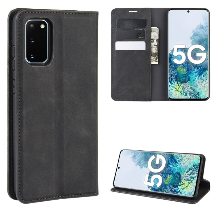 For Samsung Galaxy S20 FE 4G / 5G Retro-skin Business Magnetic Suction Leather Case with Holder & Card Slots & Wallet, For Samsung Galaxy S20 FE