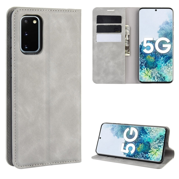 For Samsung Galaxy S20 FE 4G / 5G Retro-skin Business Magnetic Suction Leather Case with Holder & Card Slots & Wallet, For Samsung Galaxy S20 FE