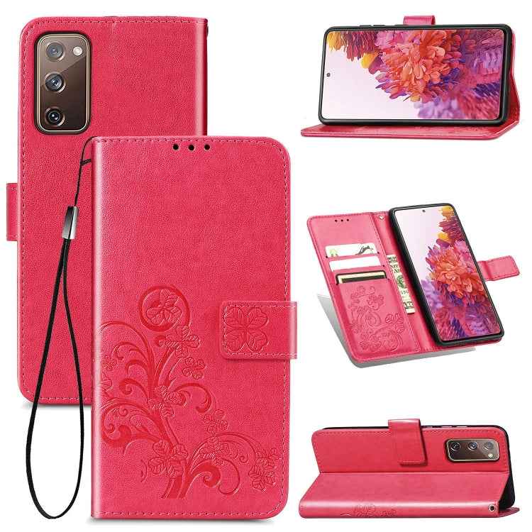 Four-leaf Clasp Embossed Buckle Mobile Phone Protection Leather Case with Lanyard & Card Slot & Wallet & Bracket Function, For Galaxy S20 FE / S20 Lite